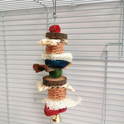 Birds Hanging Chew Toys Natural Corn Cob Loofah Set Cage Hanging Accessories For Large Medium Small Parrots Bird Bite To
