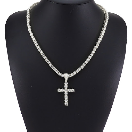 Title 3, Womens Fashion Simple Diamonds Cross Pendant N...