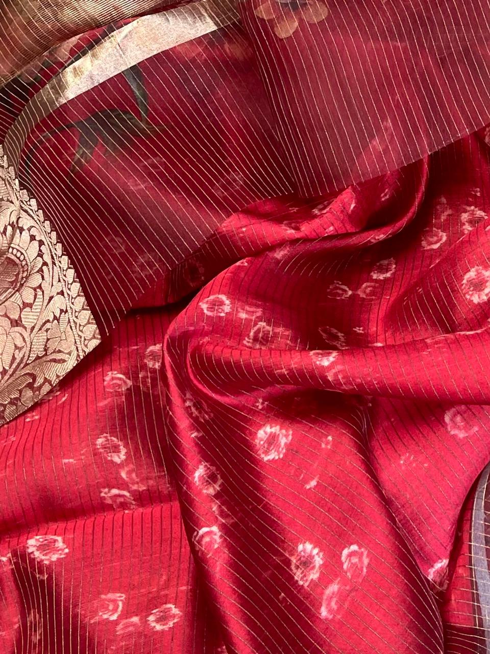 FLORAL DIGITAL PRINTED KORA BY KORA Sarees