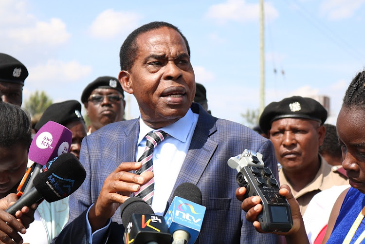 Betting Control and Licensing Board Chairman Cyrus Maina at Embakasi deputy county commissioner's office in Nairobi on Tuesday, October 5, 2019