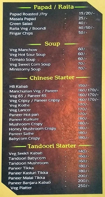 New Prachi Pure Veg menu 