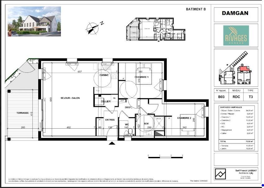 Vente appartement 4 pièces 75 m² à Damgan (56750), 406 700 €