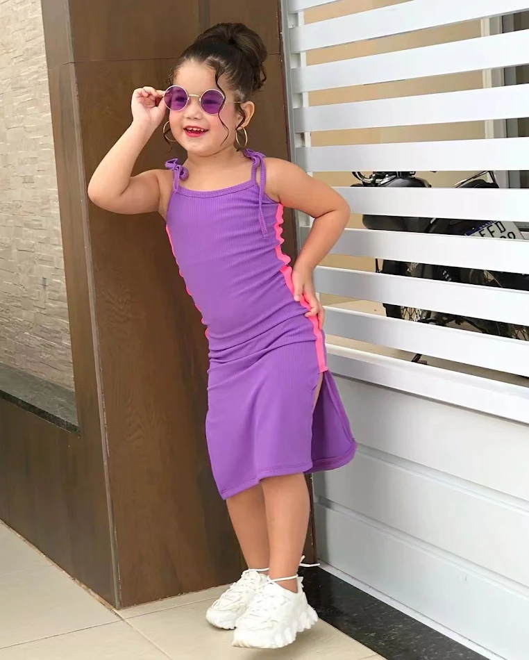 Vestido de verano para niña, estilo europeo y americano, sin mangas y con rayas hundidas, perfecto para el ocio y el sol.
