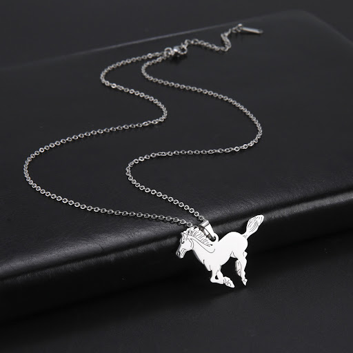Title 7, Zodiac Running Horse Stainless Steel Necklace, ...