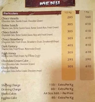 Chocolate Monarch menu 1