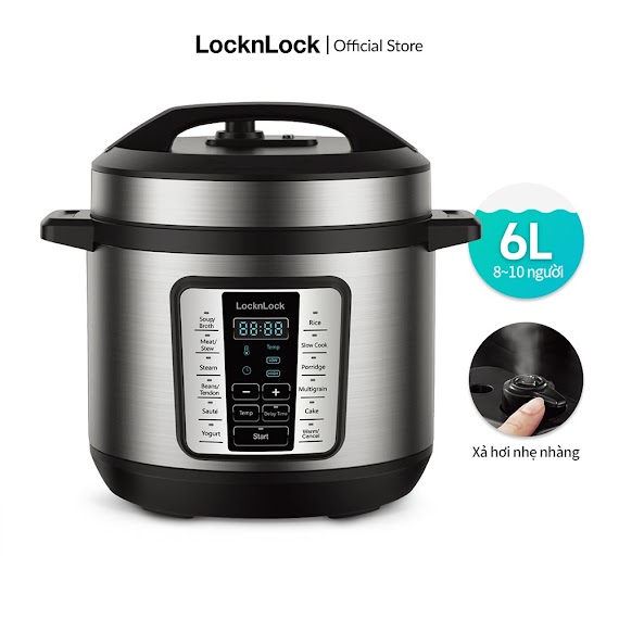 [Mã Elbau5 Giảm 5% Đơn 300K] Nồi Áp Suất Điện Tử Lock&Lock 6L - Ejp666Slv