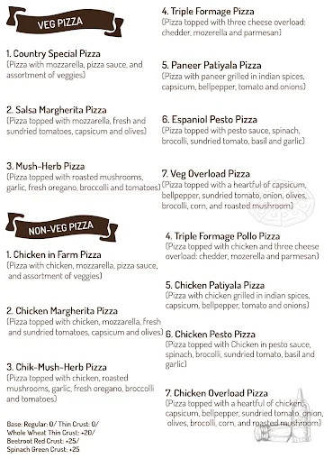 The Naple's Pizzeria menu 