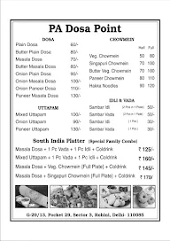 Pa Dosa Point menu 1