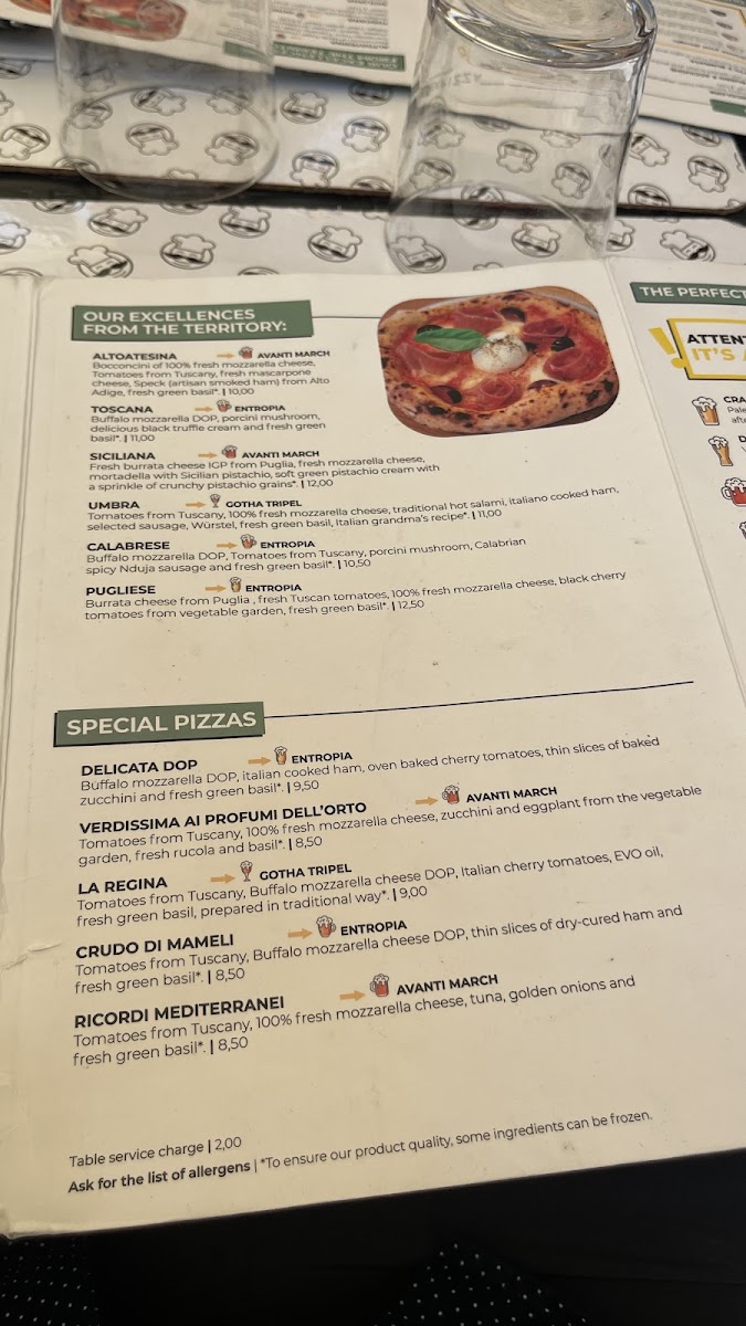 Mister Pizza gluten-free menu