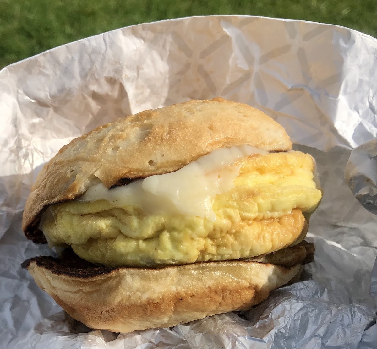 Souffled egg, sausage, and Swiss on Udi’s GF bun. Added a little hot sauce I brought with me on the trip 😂