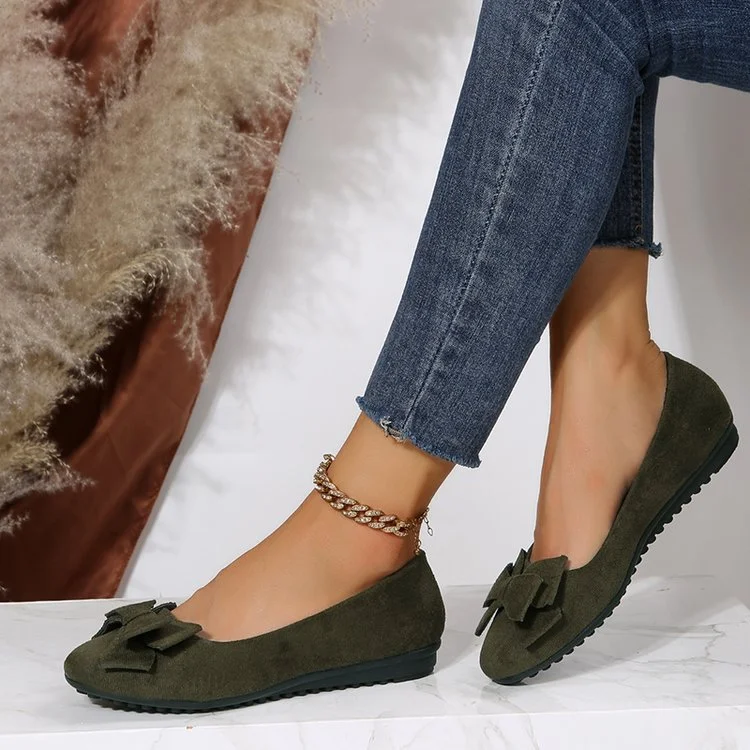 Dames casual platte schoenen in grote maten, suède met strik, ronde neus, Gommino zool, ideaal voor dagelijks comfort.