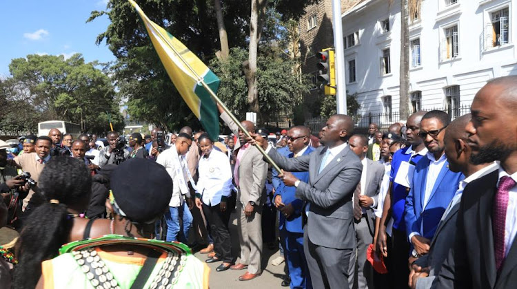 Nairobi Governor Johnson Sakaja and his Deputy James Muchiri during the flagging off Tourism event at City Hall on Tuesday, September 27, 2022.