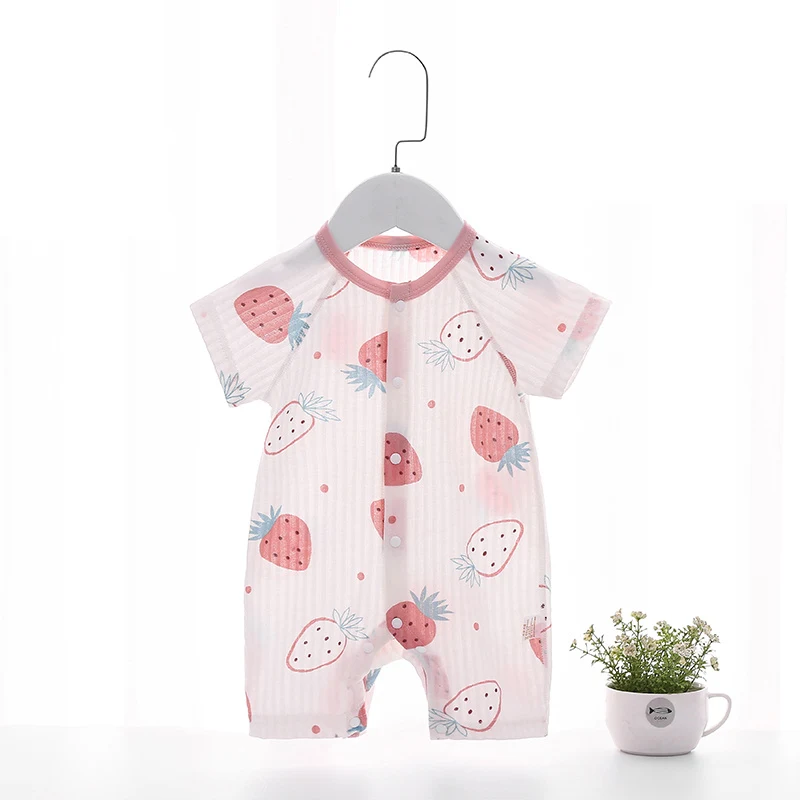 Barboteuse Bébé Coton Manches Courtes Ensemble Climatisation Costume d'Été Respirant et Confortable pour Garder Bébé au Frais.