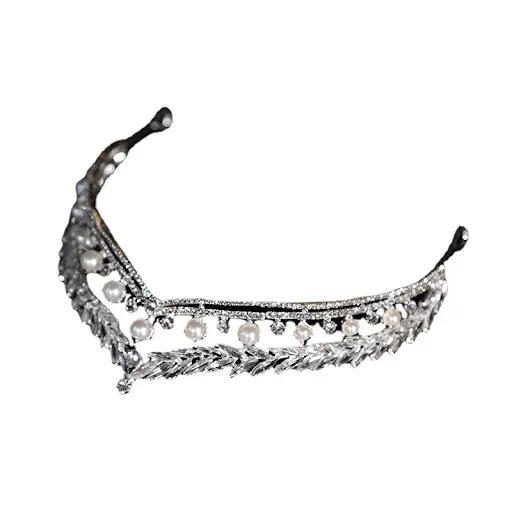 Title 7, Bridal Crown Baroque Pearl Luxury Headband. Ele...