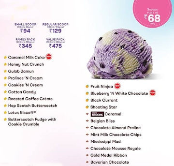 Baskin Robbins menu 