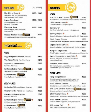 Yellow Dragon menu 