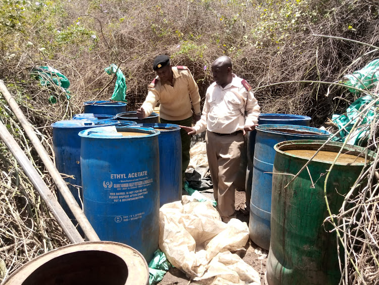 5, 060 litres of illicit brew confiscated in Machakos. PHOTO/GEORGE OWITI