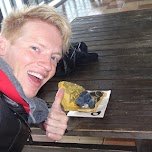 happy with my black eggs in Hakone, Japan 