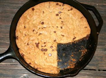 Giant Skillet Baked Chocolate Chip Cookie.