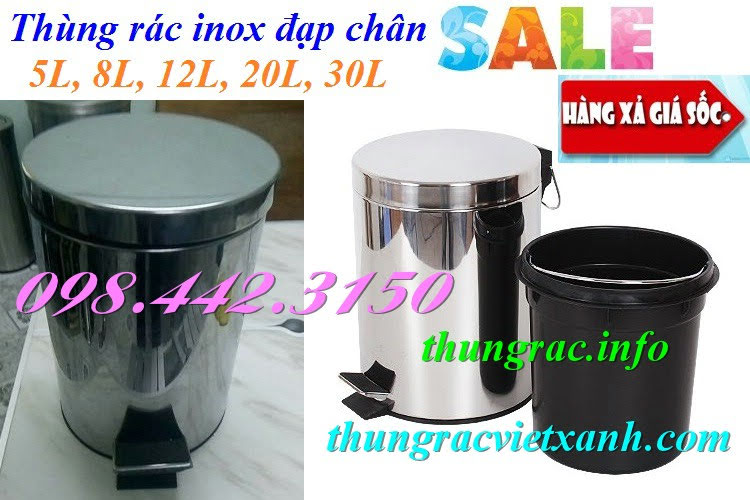 Thùng rác inox đạp chân 