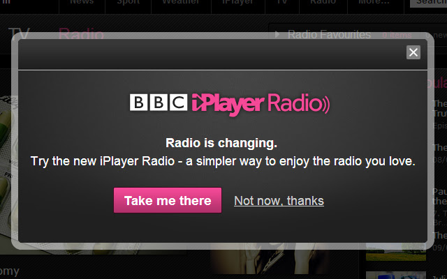 iPlayer radio popup closer