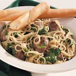 Sausage-Spinach Pasta Supper Recipe was pinched from <a href="http://www.tasteofhome.com/recipes/sausage-spinach-pasta-supper" target="_blank">www.tasteofhome.com.</a>