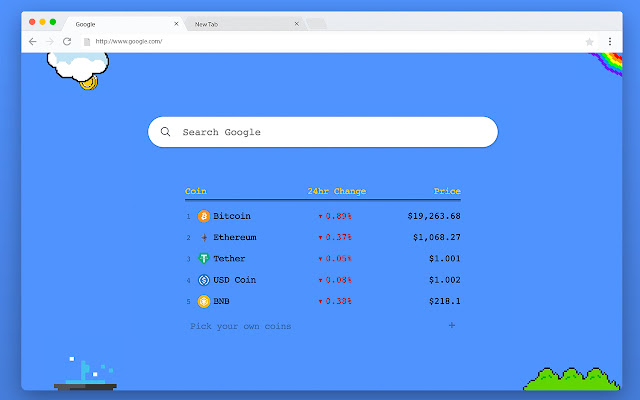 Crypto New Tab 8-bit chrome extension