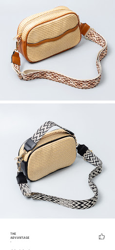 Title 3, One-shoulder straw woven bag with a special des...