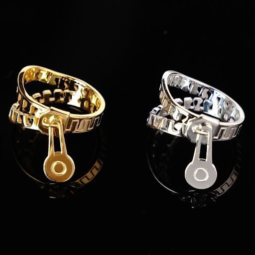 Title 2, Fashion Simple Silver Gold Plated Zipper Ring f...