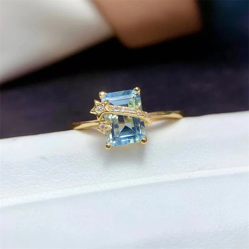 Doğal Gök Mavisi Topaz Yüzük, 925 Ayar Gümüş Kakma. Hafif Lüks, zarif tarzınız için mükemmel bir aksesuar.