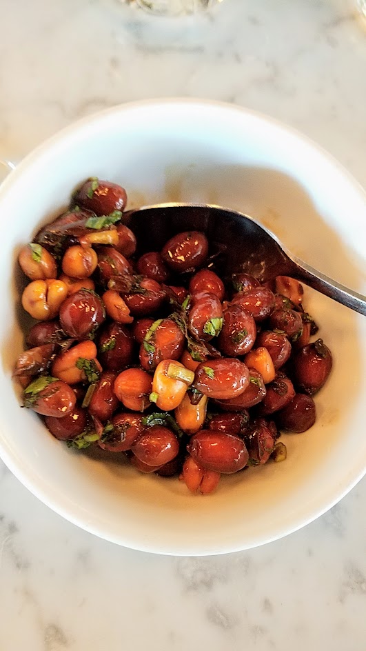 Danwei Canting Beijing Peanuts, work roasted peanuts in black vinegar with scallions and cilantro