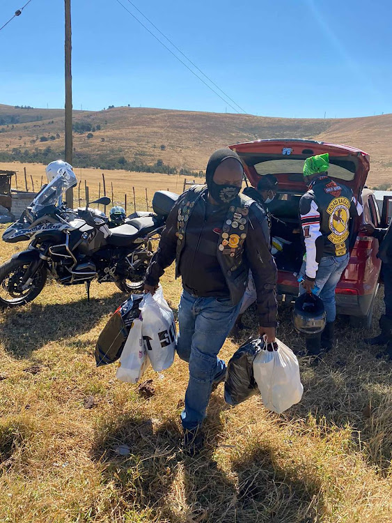 The Road Eagles Motorcyle Association marked Women's Month by donating food and toiletries to a gender-based violence victim, a teenager in Stutterheim, at the weekend.