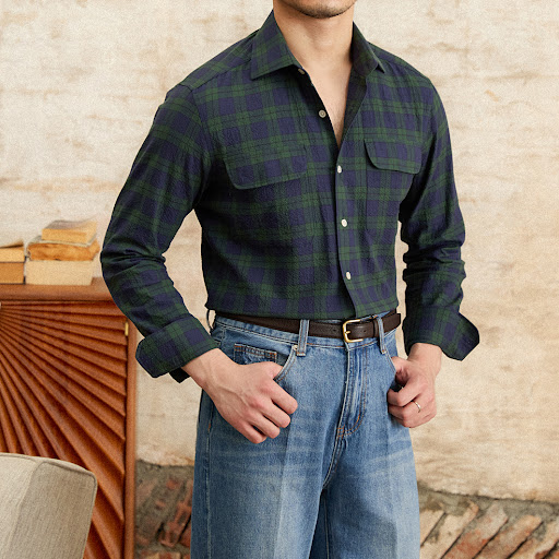 Title 3, Summer Plaid Casual Shirt Seersucker Cool & Bre...
