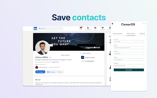 CareerOS - Save Jobs & Contacts with Ease