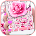 Cover Image of ダウンロード Silver Pink Rose Keyboard Theme 1.0 APK