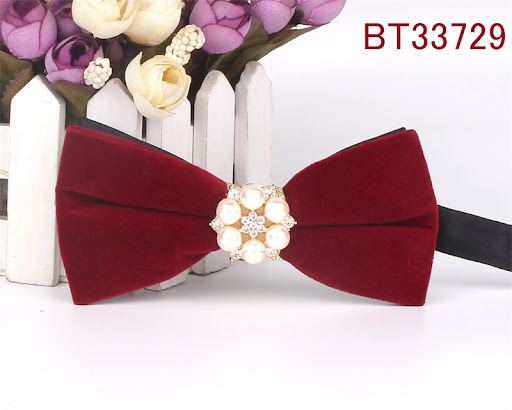 Title 26, Festive Wedding Red Mens Polyester Silk Bow Ti...