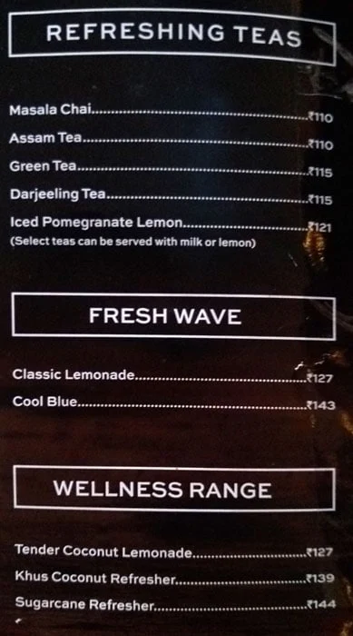 Cafe Coffee Day menu 