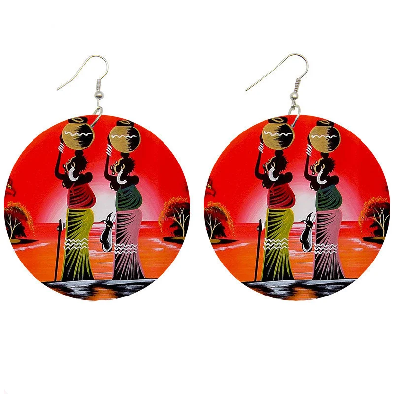 African Vintage Wood Earrings Female Handmade Unique Design Natural Style Elegant Accessory Perfect for adding a touch o