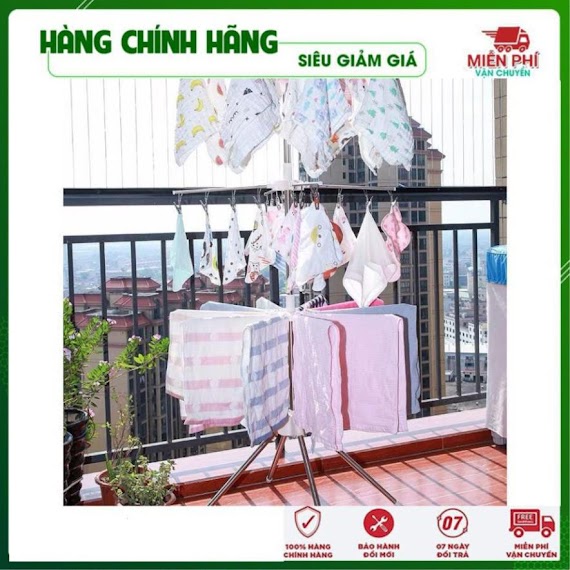 Cây Phơi Quần Áo, Giá Phơi Quần Áo Đa Năng 3 Tầng Khung Inox Cho Bé - Đồ Gia Dụng Thông Minh