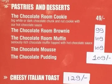 The Chocolate Room menu 