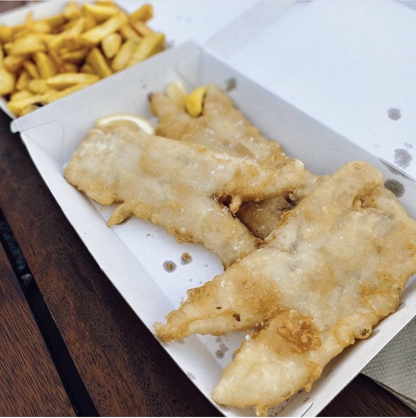 Crispy GF batter, crunchy GF chips. Delicious!