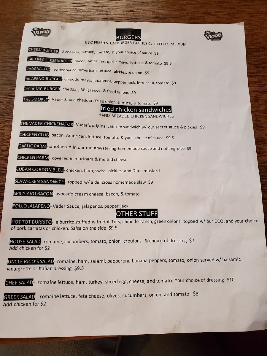 GF not marked on menu