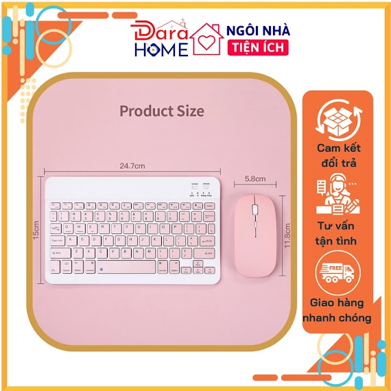 Bàn Phím Bluetooth Không Dây Mini Hp 10 Inch Và Chuột Không Dây Cho Máy Tính Điện Thoại Nhiều Màu