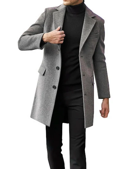 Men's Long Sleeve Plus Size Winter Coat Lapel Collar Padd... - 2