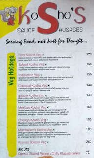 Kosho's Hotdogs menu 2