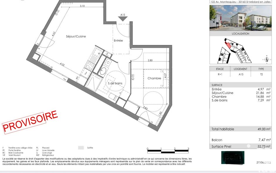 Vente appartement 2 pièces 49 m² à Saint-Médard-en-Jalles (33160), 252 000 €