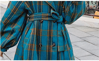 Title 9, Womens Mid-length Plaid Woolen Coat