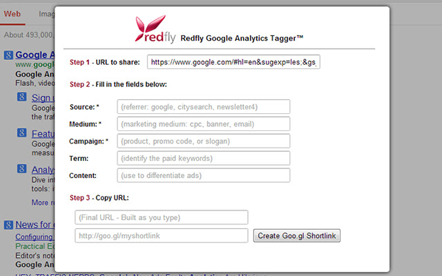 Redfly Tagger for Google Analytics™ chrome extension