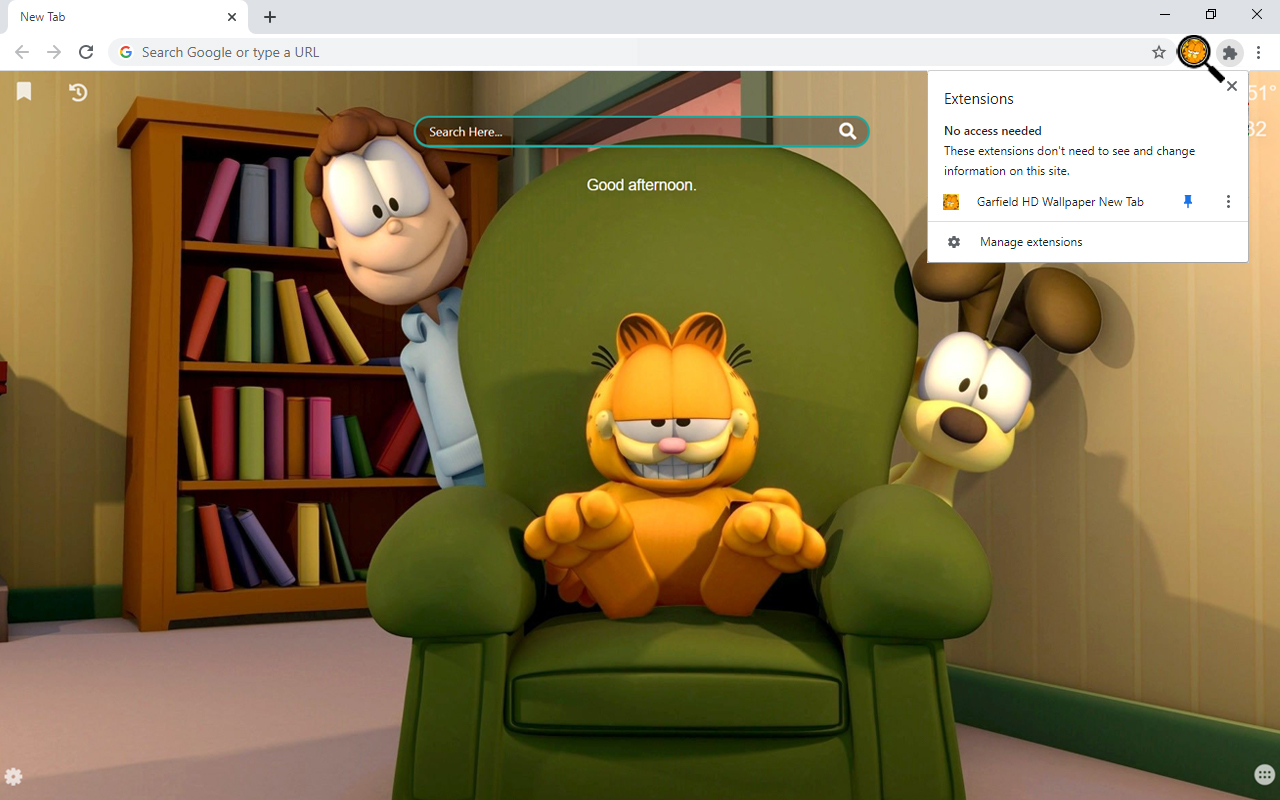 Garfield HD Wallpaper New Tab Preview image 1