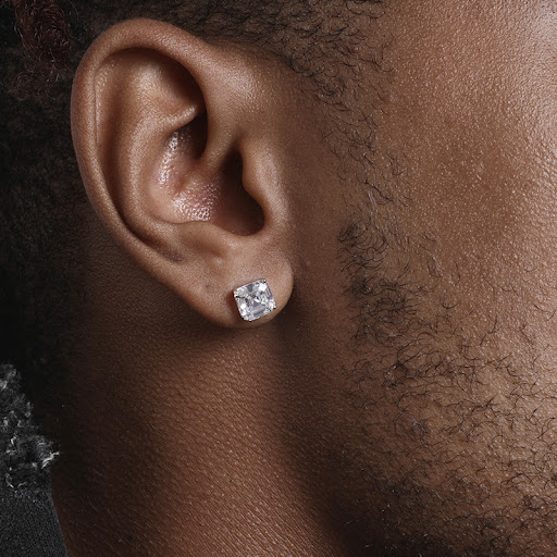 Title 1, S925 Sterling Silver Square Diamond Stud Earrin...